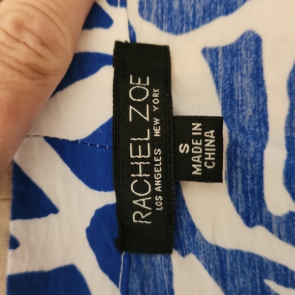 Rachel Zoe Vibrant Blue and White Patterned Midi Babydoll Dress Size Small - Picture 6 of 8